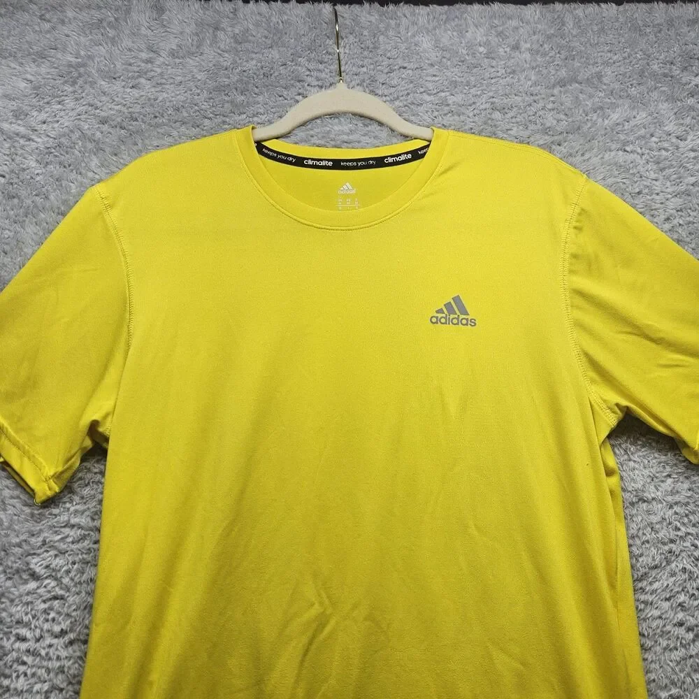 Adidas Climalite Mens Yellow Shirt Size Medium Athletic Sports Workout Running